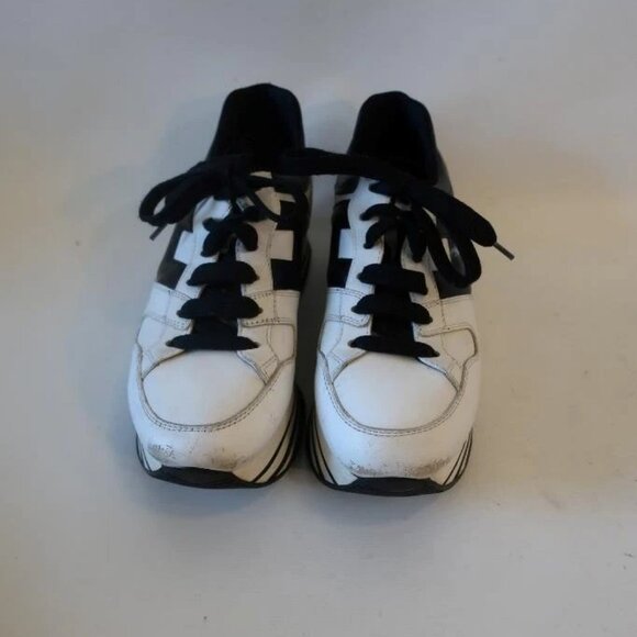 Womens Hogan White Black Platform Leather Maxi H222 Sneakers 39 US/8 - Picture 2 of 15